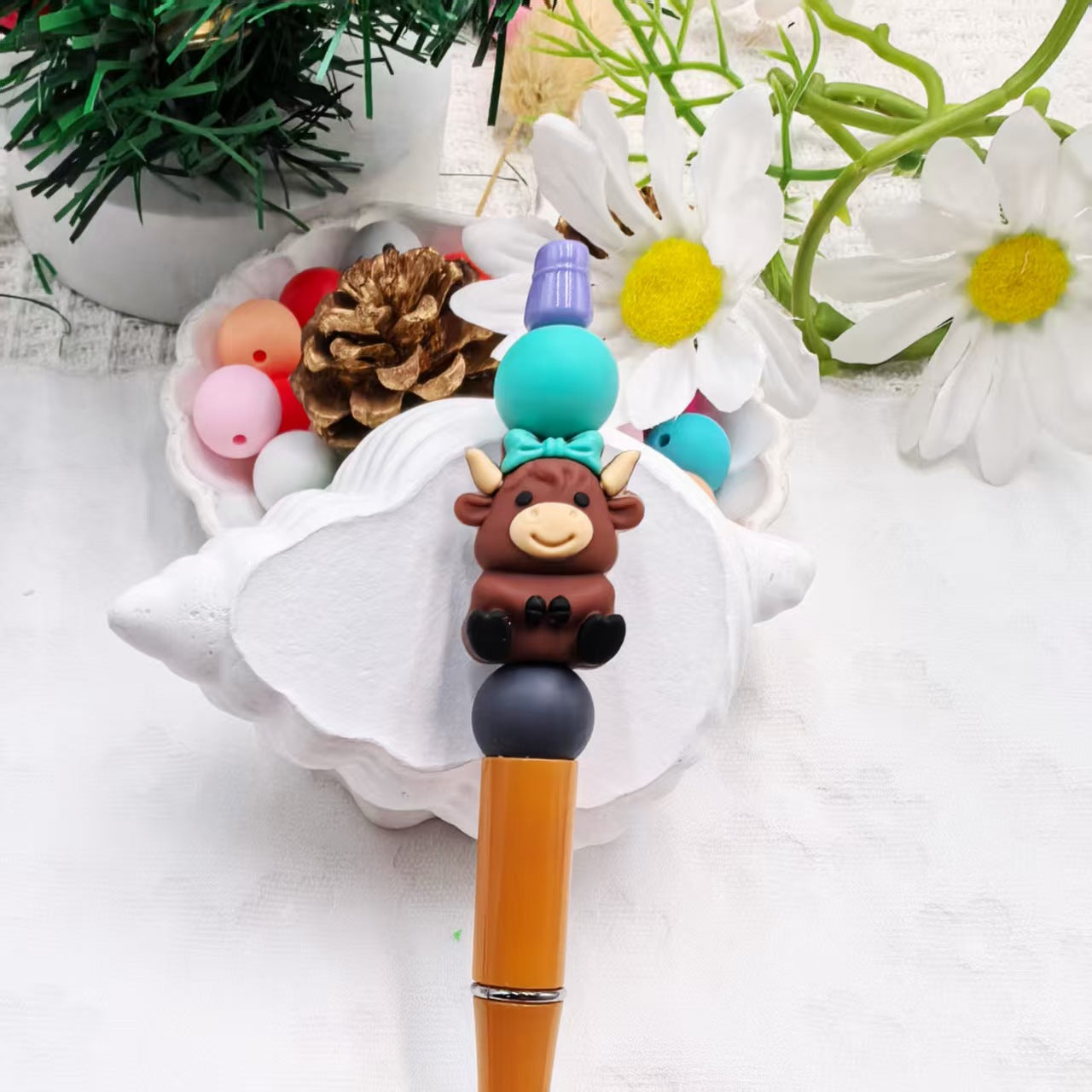 Wholesale cow silicone cartoon beads DIY silicone beads